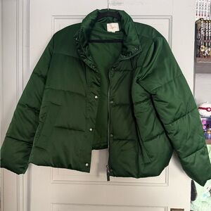 LOFT Women's Green Puffer Jacket XL